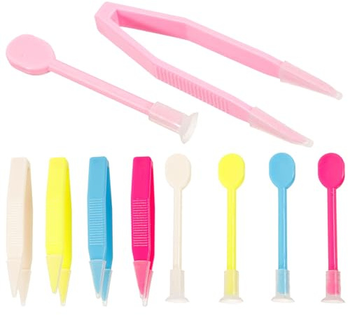 SOPOTUTU Pinzette e Ventosa Colore Casuale per Lenti a Contatto Set 10 Pezzi in Plastica, Strumenti per Rimuovere e Pulire Lenti, per Viaggi e Attività Outdoor