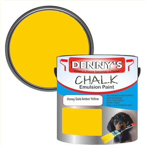 SCOOBYS PAINTS BACK IN THE MIX Chalk Emulsion Matt Paint, Water-Based, No Primer Required, For Walls and Furniture Tan, Yellow, (Honey Gold Amber Yellow, 1L Tin)