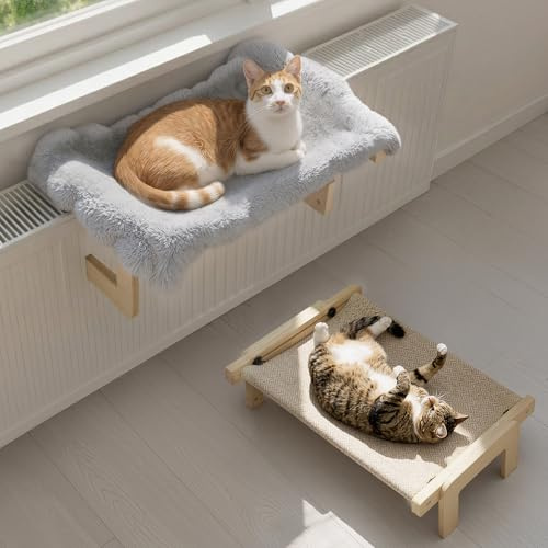 HYZCXPL Cat Window Bed & Cat Window Hammock - Adjustable Windowsill Cat Perch with Washable Fabric, 20KG Support for Large Cats, Gray