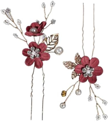 Accessoire pour Cheveux de Mariée U en Alliage 2 Pièces Élégant | Épingles à Fleurs Légères, Tenue Sûre et Look Raffiné, pour Mariages, Photos D'art, Tea Parties