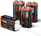 EBL USB Rechargeable 9V Batteries - 5400mWh Long Lasting Batteries with Micro Charging Cable - Quick Charge in 2 Hours (Pack of 4)