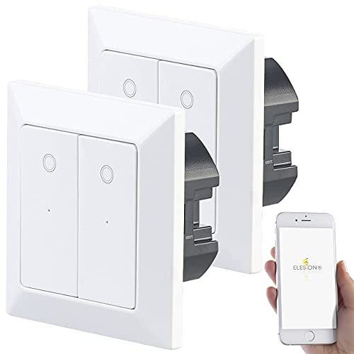 Luminea Home Control WLAN Taster: 2er-Set Doppel-Lichttaster mit WLAN, App und Sprachsteuerung (Smart-Alexa-Lichtschalter, Smart-Home Lichtschalter Alexa, Switch)