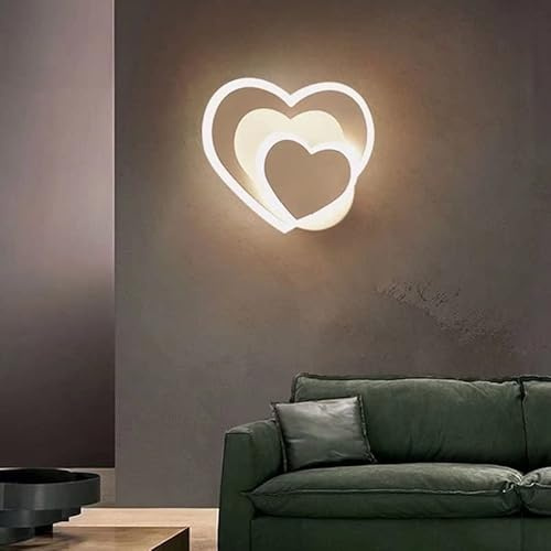 GUANSHAN LED Weißes Herz Wandleuchte Nachtlicht Cartoon Kinderzimmer Wandleuchte Wandbeleuchtung Dekorative Wandleuchte Hintergrundwandleuchte Für Schlafzimmer, Wohnzimmer, Treppe, 3 Beleuchtung