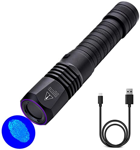 Linterna UV de 365 nm, linterna negra de grado profesional, luz negra recargable por USB para detección de orina de mascotas, curado de resina, seguimiento de sangre, rocas, detección de fugas de aire