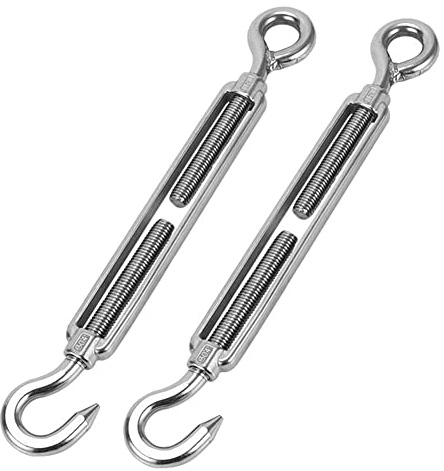 OULVLIFE M8 Spannschloss 304 Edelstahl, verstellbarer Drahtseilspanner, strapazierfähige Haken, 2 Stück für Installationszelt, Hausaufhängung, Gartenkabel usw.