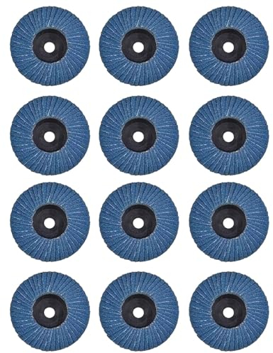 12 discos abrasivos, discos abrasivos de 75 mm, grano 40/60/80/120, juego de láminas para metal, acero, madera, disco de lijado, mopa plana, amoladora angular de 3 pulgadas, azul