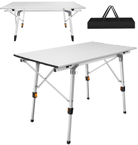 3ft Heavy Duty Folding Table - Portable Dining Tables with Height Adjustable, for Catering, Camping, Picnic, BBQ, Patio, Garden Party Dinner Trestle Buffet Wedding Market | Indoor & Outdoor - Sliver