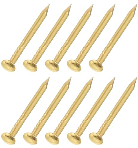 uxcell 500Pcs Small Hardware Nails, 1 x 14mm Carbon Steel Round Head Nail Common Finishing Nail for Household Woodworking Picture Hanging DIY Projects, Gold
