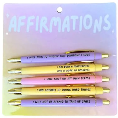 Affirmations Pens Set | friendship | joke Novelty Witty Office Stationary | Secret Santa | Pens Set | Ballpoint Pens | Supplies | Appreciation Gift | Stocking filler