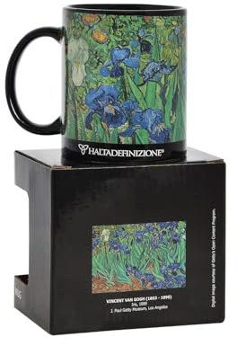 Halta Definizione - Mug, Tazza in Ceramica Stampata con un'Opera d'Arte di Van Gogh, Include un'Elegante Confezione Regalo, Capacità 325 ml, F.to 9,5H x 8 Diametro cm, Iris