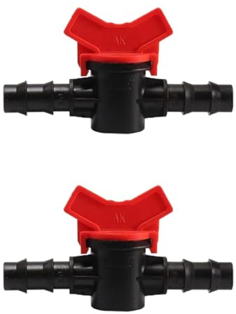 SEIWEI Lot de 2 robinets à boisseau sphérique barbelés noirs avec interrupteur d'arrêt, connecteur de tuyau, vanne de contrôle de débit pour jardin, tube d'irrigation goutte à goutte (20-20 mm)