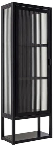 osoltus Wandschrank Riffelglas Stahl Regal Cube schwarz Industrial 102x36cm