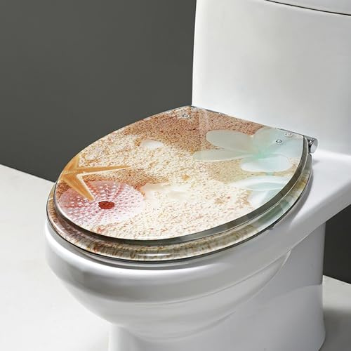 Unikicool Toilettensitz Aus Kunstharz,Toilettendeckel,Toilettensitz,Harz-Toilettendeckel Mit 3D-Effekten,WC Sitz Aus Harz,Transparenter WC-Sitz,Polyresin Toilettensitz,Geeignet FüR Toiletten