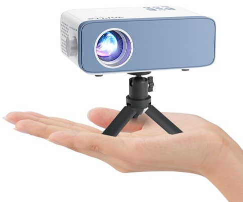 Mini Projektor, VOPLLS 24000L Full HD 1080P Unterstützt, Tragbar Video Beamer mit 50% Zoom, Heimkino Beamer für Handy Phone, Tablet/Laptop/TV-Box/PC