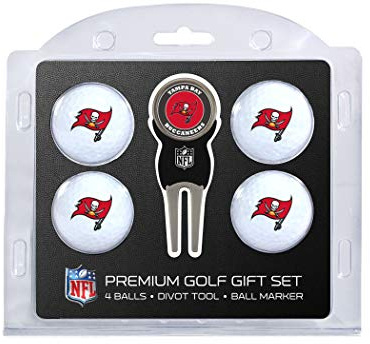 Team Golf NFL Regulation Size Golf Balls (4 Count) & Divot Tool with Removable Double-Sided Magnetic Marker