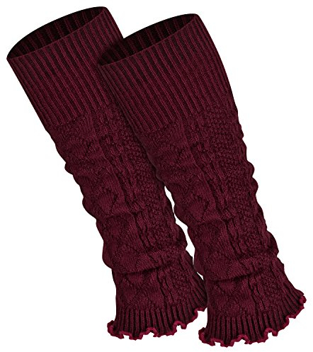 Piarini 1 Paar Bein Stulpen Damen - warme Beinstulpen Strick - weinrot