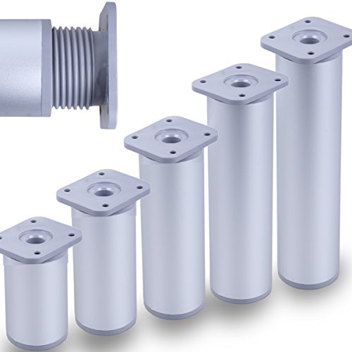 Stahlia Möbelfüße verstellbar 80mm (4 Stück) Chrom Matt Ø 40mm Füße für Möbel Möbelerhöhung Schrankfüsse Möbelbeine Schrankbeine höhenverstellbar