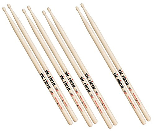 Vic FIrth - American Classic® Drumsticks 5B - American Hickory - Wood Tip - 4 Pair Value Pack