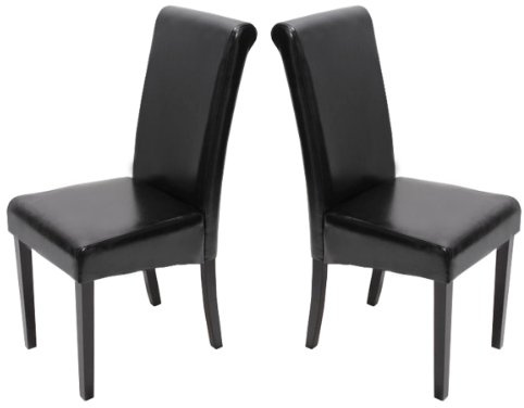 Mendler 2er-Set Esszimmerstuhl Stuhl Küchenstuhl Novara II, Leder - schwarz, dunkle Beine