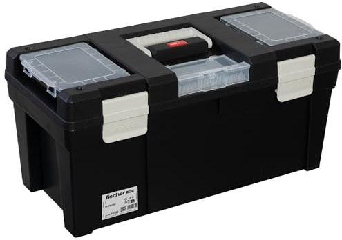 fischer Profikoffer groß, robuste Aufbewahrungs- und Transportbox mit Sortierboxen und Tragegriff im Deckel, leerer Werkzeugkoffer zur Aufbewahrung und Organisation, langlebig und sicher