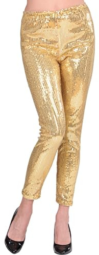 W WIDMANN MILANO Party Fashion - Paillettenleggings für Damen, glänzende Disco Leggings im 70er Jahre Stil, für Karneval, Party Outfit