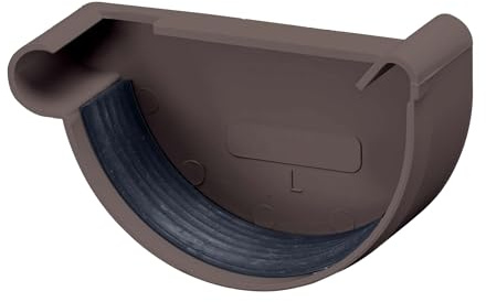 INEFA Dachrinnen Endstück halbrund, PVC NW100 / 100mm, links Dunkelbraun Dachrinnenzubehör, einfache Steckmontage, Made in Germany