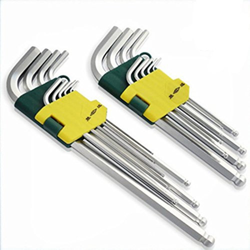 9pcs/set extra larga Juego de llaves Allen con extremo de bola juego de llaves Allen 1,5 – 10 mm llave herramienta mango cm-ht0010