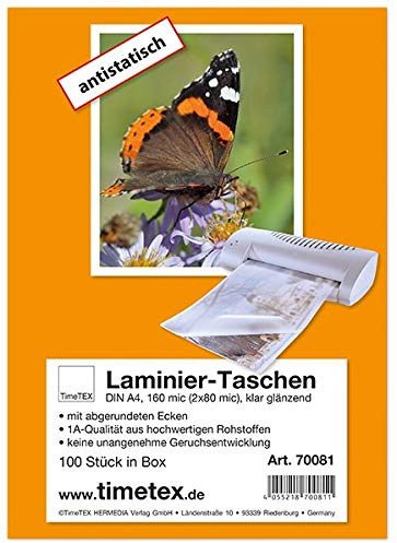 TimeTEX Laminier-Taschen A4 2x80 mic glänzend, 100 Stück