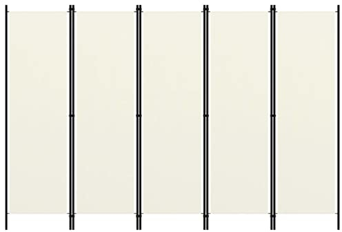 vidaXL Paravento a 5 Pannelli Divisorio Separè Byobu Pieghevole Schermo Separatore Ambienti Interni Protezione Privacy Bianco 250x180 cm