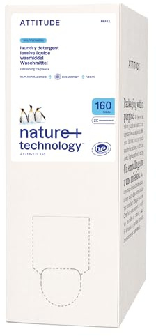 ATTITUDE Liquid Laundry Detergent Refill, EWG Verified, HE Compatible, Plant-Based & Vegan, Natural Laundry Soap, Wildflowers Scent, 160 Loads, 4 Litres