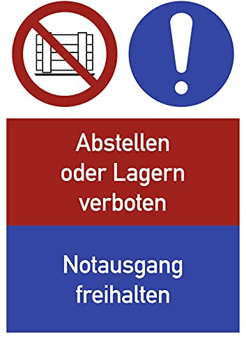 Schild Notausgang freihalten..., Kombischild, Alu, 210x297 mm