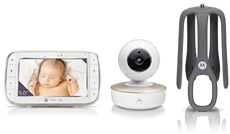 Motorola Nursery VM855 Connected WIFI Babyphone - mit Motorola Nursery App und 5-Zoll Elterneinheit - Nachtsicht, Temperatur und Zwei-Wege-Gespräch Weiß/Gold