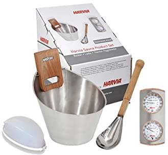 France Sauna Coasto SN-STEAMPK - Pack d'accessoires pour Sauna Traditionnel Luminaires + Seau & Louche + Hygro/Thermomètre