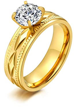 HCMA Mode Titane Acier CZ bagues de fiançailles pour Femmes Couleur Or Zircon cubique Femmes/Hommes Anneaux de Mariage de mariée