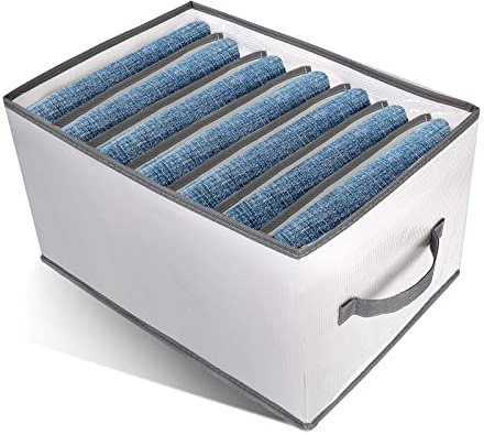 AiQInu Organizador Armario Pantalones,7 Celdas Organizador Armario Plegable Lavable, Separador Cajones Organizador Para Jeans,Camisetas, Pantalones Cortos