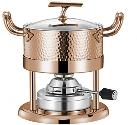 Camping Stove Stainless Steel Gas Cooker Portable Camping Cookware Set, Camping Gas Cooker With Pot, Cooking Utensil With Lid for Outdoor Camping, Backpacking, Gear Hiking,Bronze-Big