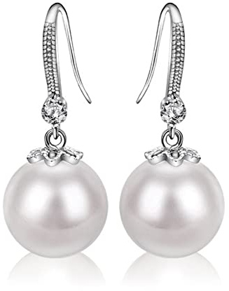 Wycian Ohrhanger Perlen Damen Ohrringe mit Perlen Ohrringe Tropfen Weiss Anhänger für Ohrringe Perle Sterling Silber