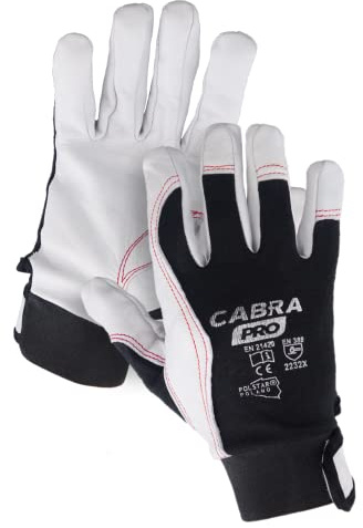 Cabra Pro - 6 Paar Arbeitshandschuhe aus vollnarbigen Ziegenleder - Schutzhandschuh mit Lederverstärkung - Arbeitshandschuh Damen und Herren - Werkstatt - Garten - Bau, Größe 8, 6 Paar