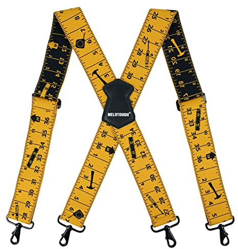 MELOTOUGH Men's Suspender 1.5/2 Inch Wide Suspenders Full Elastic X Back Suspender with Snap Hooks, Regla amarilla, Talla única