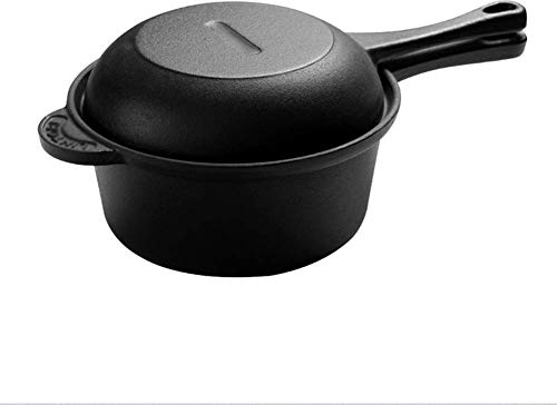 OQHAIR Juego de ollas y sartenes de Cocina de Hierro Fundido Que Incluye Horno holandés y sartén, sartén para Leche con Asas Laterales Dobles, para Barbacoa al Aire Libre o Estufa interio
