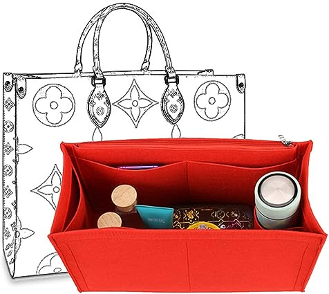 D.DUO Bag Purse Organiser with Zip, Tote Organiser Insert for LV Onthego (Rot, M)