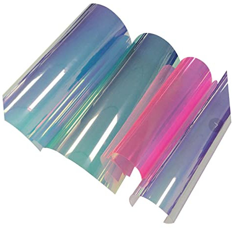 Operitacx 4 Blätter Material zum Nähen holografischer Stoff Glitzerstoff Makeup Tasche Kosmetiktasche Regenbogenfilm PVC-Glitzer-Regenbogenfolie Cellophan Epoxid schillernder Film a4