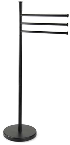 Maury's Piantana Portasciugamani Vari Colori, Struttura in Acciaio, Con Base Pesante, Dimensioni 20x83 cm (Nero)
