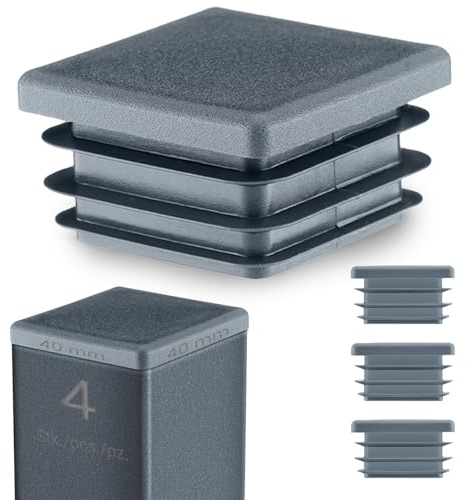 EMFA Lamellenstopfen 40x40 mm Anthrazit für Vierkantrohre, 4 Stück | Rohrstopfen, Vierkantstopfen, Rohrabdeckung, PE-Kunststoff