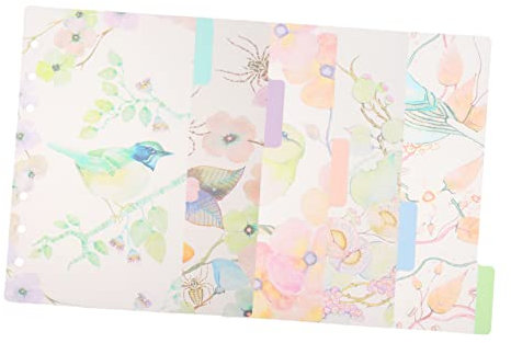 VILLCASE Binder-notizbuch 2 Sätze mit 6-loch-registerteilern Registeretiketten mit Blumenmuster für Einfache Organisation
