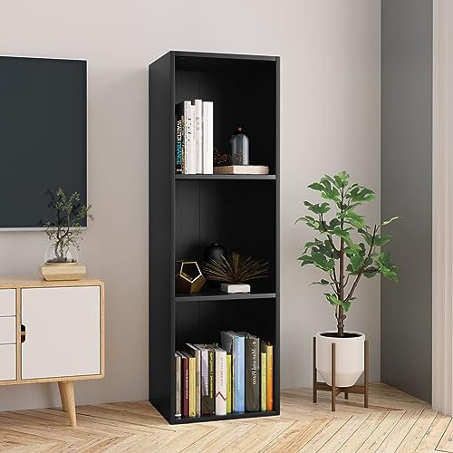ZEYUAN Libreria/Mobile TV Nero 36x30x114 cm in Truciolato,Mobile Soggiorno TV,Mobile per TV Soggiorno,Mobiletto Porta TV-800136