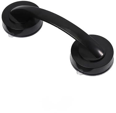 QIULKU Agarraderas Baño,Asidero Ducha Pasamanos Antideslizante, Mango Negro for Ducha sin perforación, Ofrece un Agarre Seguro con Ventosa, Agarre de Seguridad, Puerta de Vidrio for bañera y baño