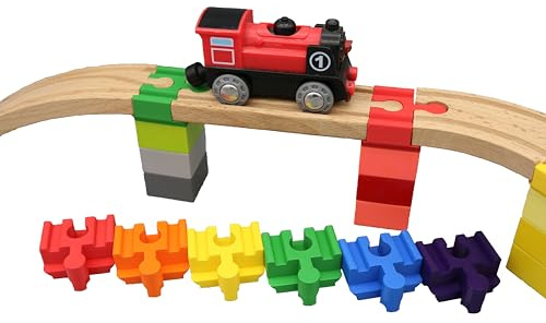 missing piece - Duplo-Adapter für Holzeisenbahnen (12, Regenbogen)
