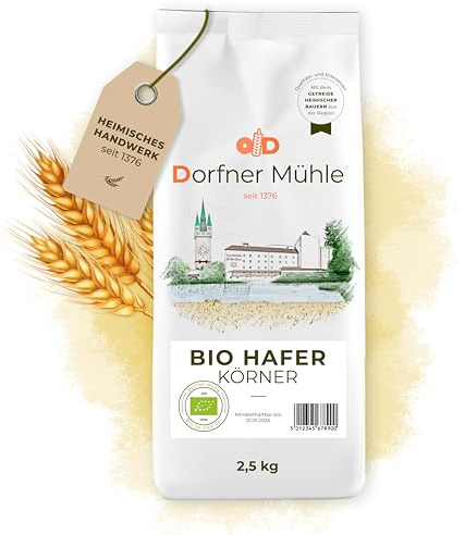 Bio Hafer [2,5kg] - ganzes Korn aus Bayern - 100% Hafer aus kontrolliert biologischem Anbau - ohne Zusätze