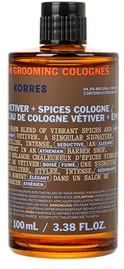 KORRES ATHENIAN GROOMING Eau de Cologne mit Vetiver & würzigen Noten, 100ml | warmer & holziger Duft für Männer, silikon- & parabenfrei, vegan, mit natürlichem Alkohol, Herrenduft